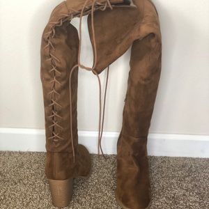 Knee high suede boots